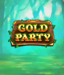 Step into the fairy-tale forest of Gold Party slot by Pragmatic Play, highlighting a beautifully designed wooden sign decorated with golden letters. The backdrop of misty green forest which adds a touch of enchantment to the overall ambiance. Ideal for fans of nature-themed slots, promising a whimsical adventure. 